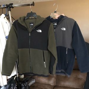 Pair of North Face hooded fleece zip up